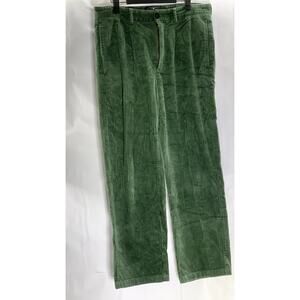 HOUSTON WHITE Unisex Dark Green Straight-Leg Corduroy High-Rise Pant SZ 33X30